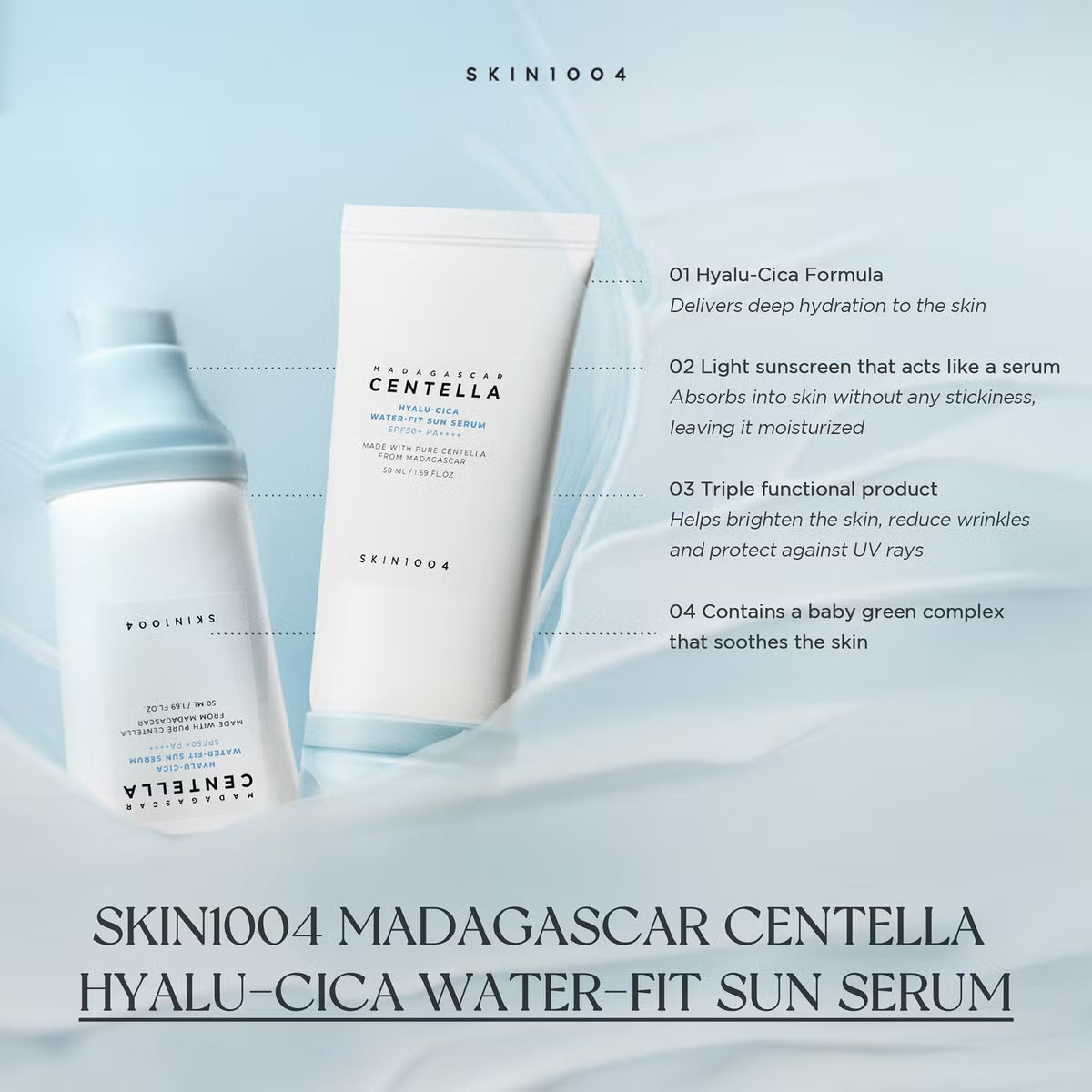 SKIN1004 Centella Water-Fit Sun Serum - Lightweight Moisturizing SPF Glow
